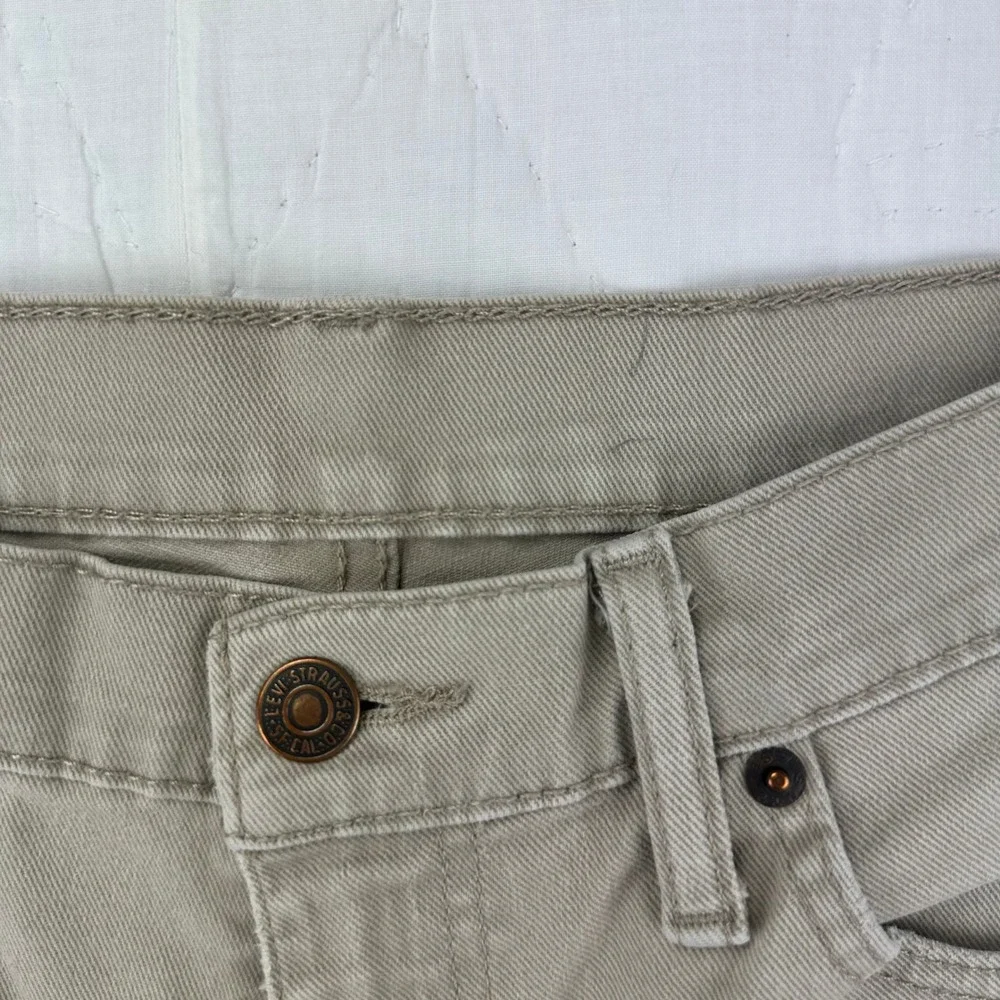Levi Strauss Pants Mens 511 Slim 32x32 Khaki Tan Distressed Chino Cotton Stretch
